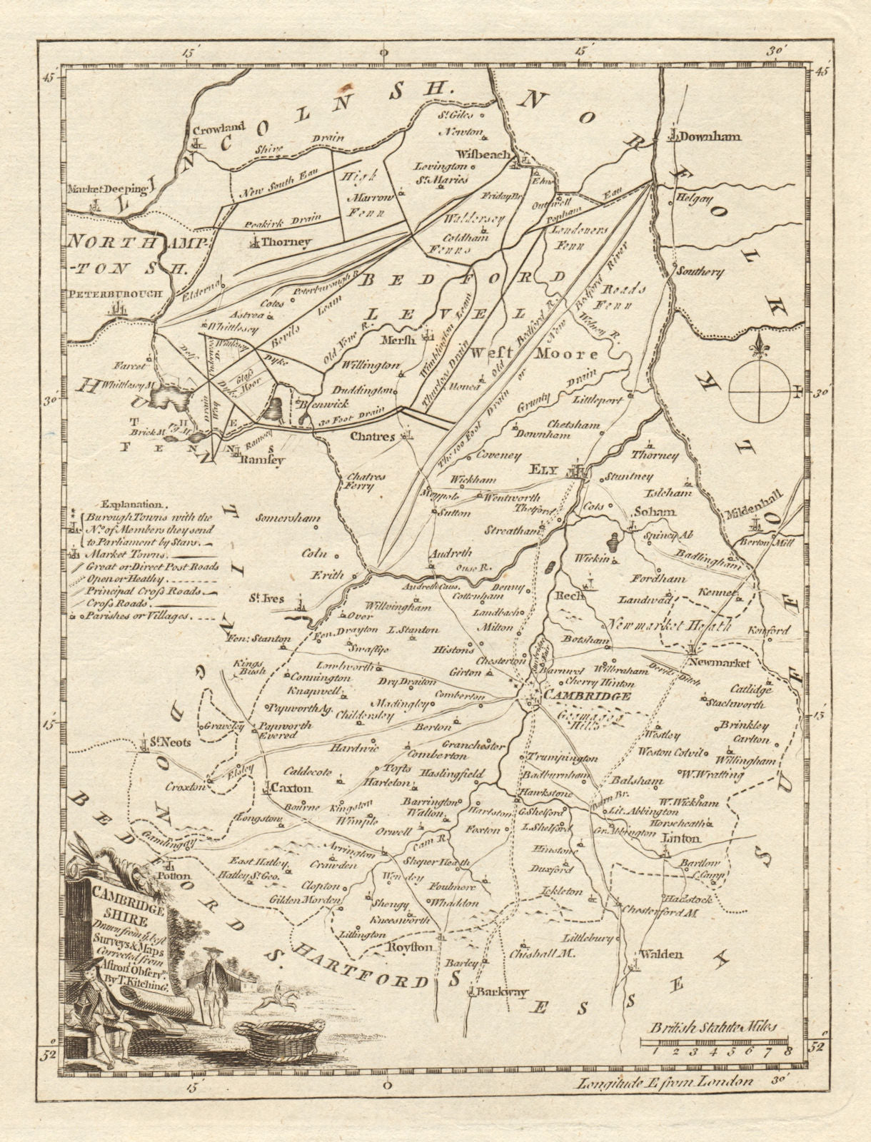 Cambridge Shire drawn from the best Surveys… Cambridgeshire. KITCHIN 1763 map